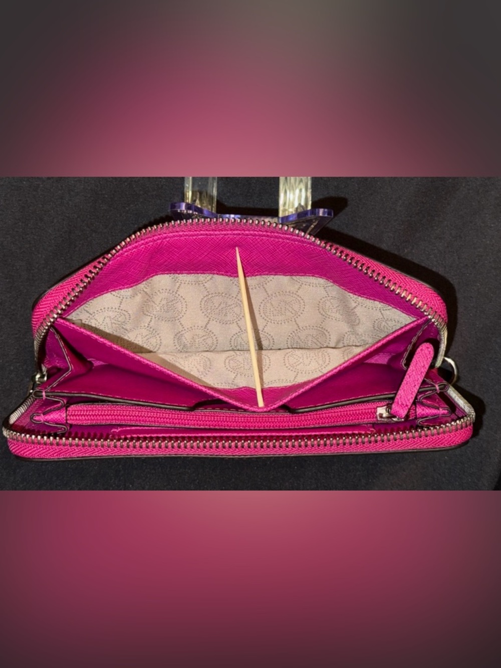 Michael Kors Jet Set Travel Continental Wristlet Wallet Pink Saffiano Leather - Picture 7 of 12